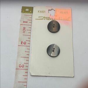 New  VINTAGE Streamline Striped Black and Gray Buttons K8801